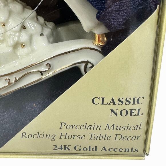 Classic Noel Porcelain Musical Rocking Horse with 24k Accents-New in Box! - Picture 3 of 9